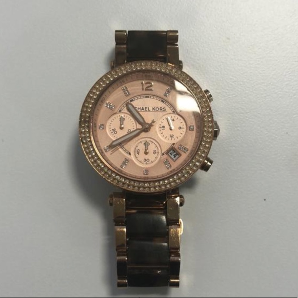 MK Parker Gold Tone Tortoise Acetate Watch